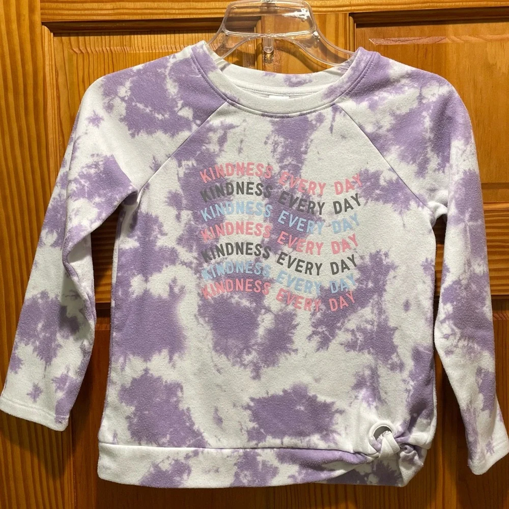 Carters Girls Size 10 10A Sweatshirt Purple & White Tie Dye Kindness Everyday